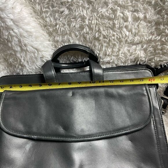 Bellino Black Soft Leather Business office Bag Adjustable Strap - Picture 5 of 13